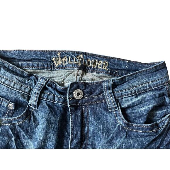 WALLFLOWER Vintage Y2K Low Rise Boot Cut Destroyed Flare Women's Jeans Great Con - Picture 7 of 8